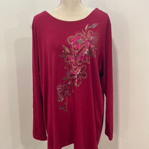 Bob Mackie Tops - Bob Mackie sequined l/s tee 2X